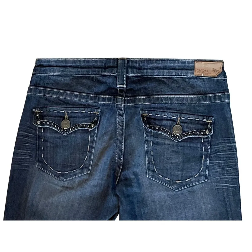 Vigoss Juniors 9 Straight Leg Jeans Blue Stretch Fold Pocket Stitch Detail - Image 6