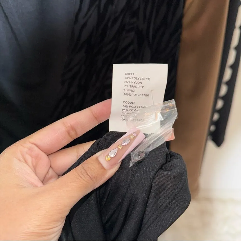 New Ramy Brook Kalani Black Zebra Print Flocked Textuted Long Sleeve Mini Dress - Image 15