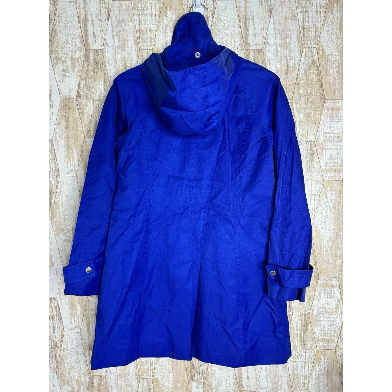 London Fog Womens Size S Trench Coat Royal Blue Jacket‎ Removable-Hood - Image 2