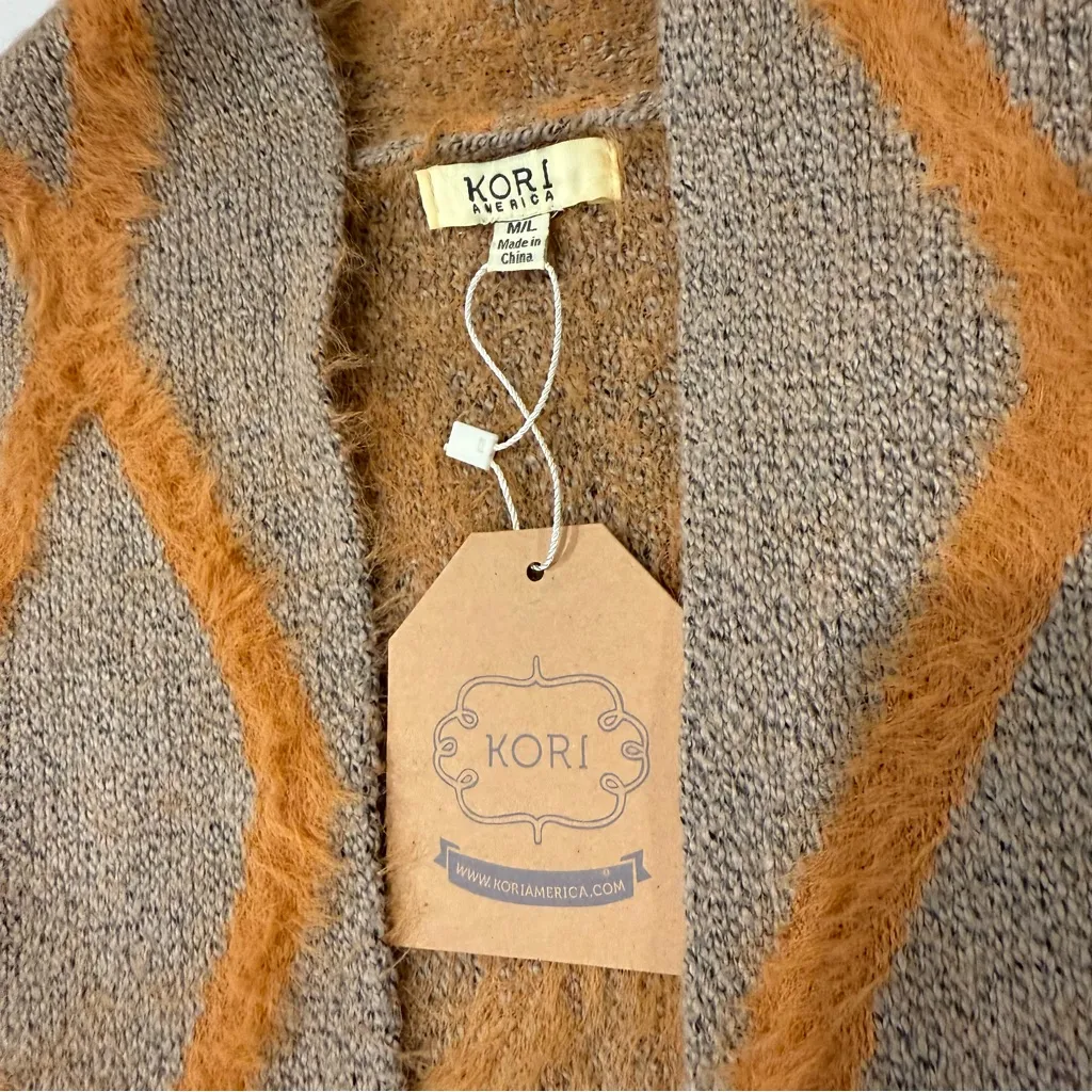 Kori America NWT Diamond Open Front Plush Cardigan Sweater Women’s M/L Coatigan - Image 8