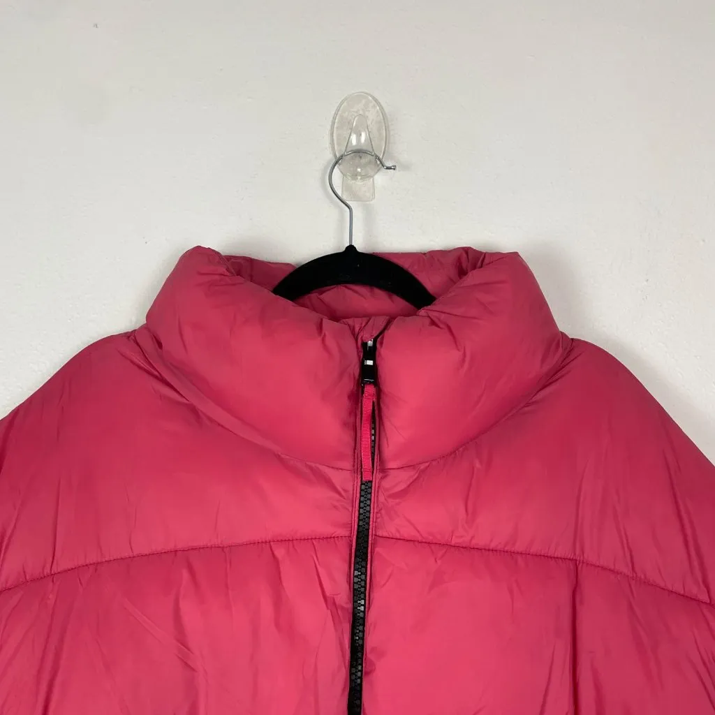 Old Navy Womens XXL Water-Resistant Puffer Jacket Cropped Red Zip Pockets‎ Fall - Image 8
