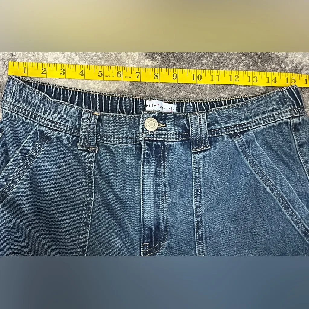 Vanilla Star denim cargo pants wide leg high waisted Size 11 30 Skater - Image 7