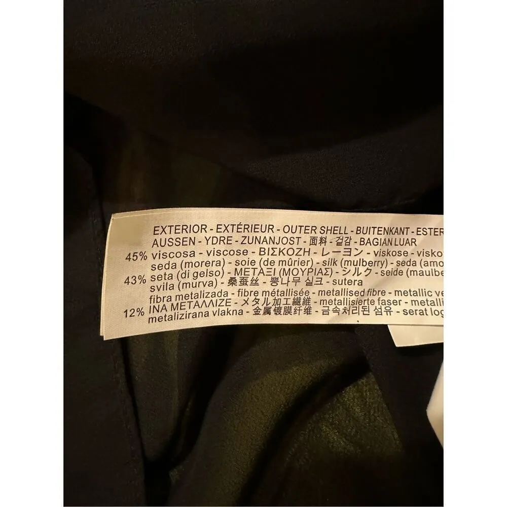 Zara Metallic Stripe Satin Prints Mini Ruffled Tiered Dress Size XS - Image 6