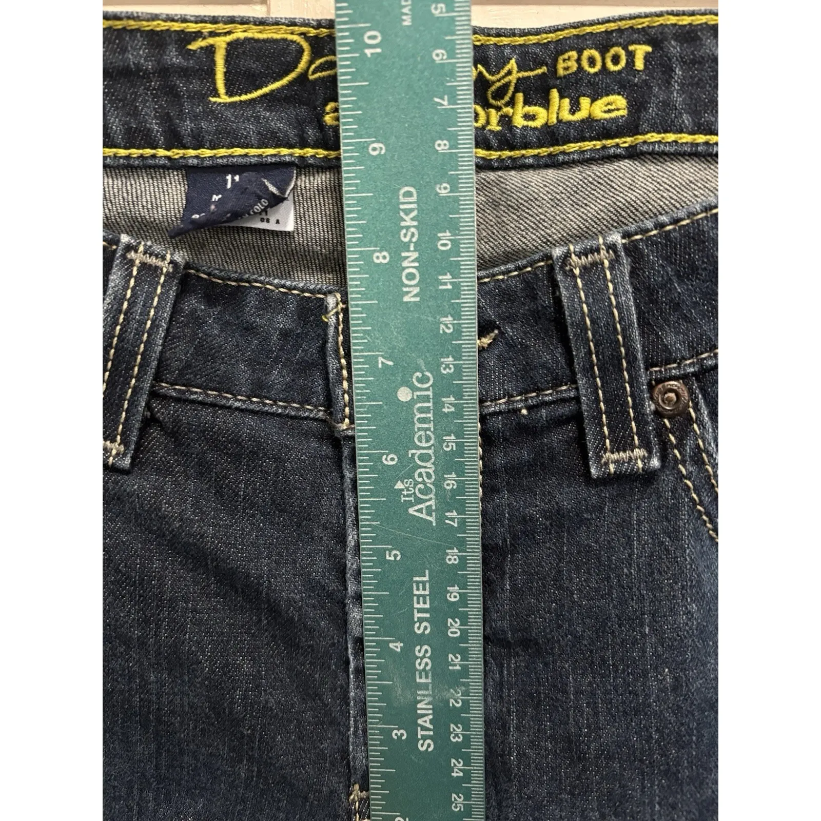 Daisy Anchor Blue Bootcut Denim Jeans Dark Wash Low Rise Size 11 Reg Zip - Image 3