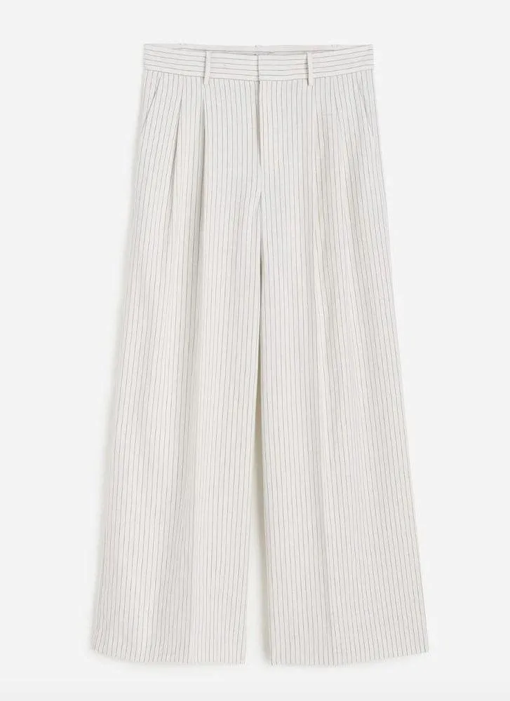 Madewell The Tall Harlow Superwide Leg Trouser Linen Cotton Pinstripe US 2 NWT - Image 6