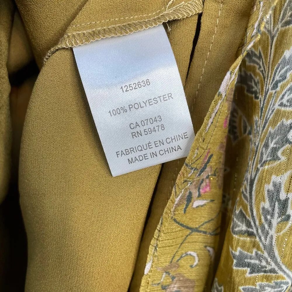 1960 Mustard Floral Smocked Long Sleeve Flowy Smocked dress M - Image 11