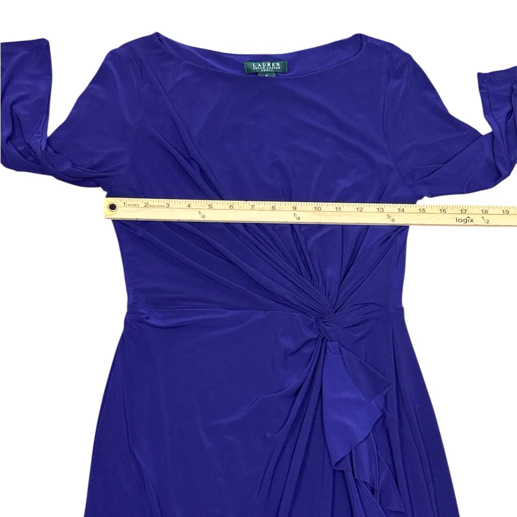 Lauren Ralph Lauren Women’s Twisted-Knot Ruched Size Ruffle Jersey Dress Size 6 - Image 8