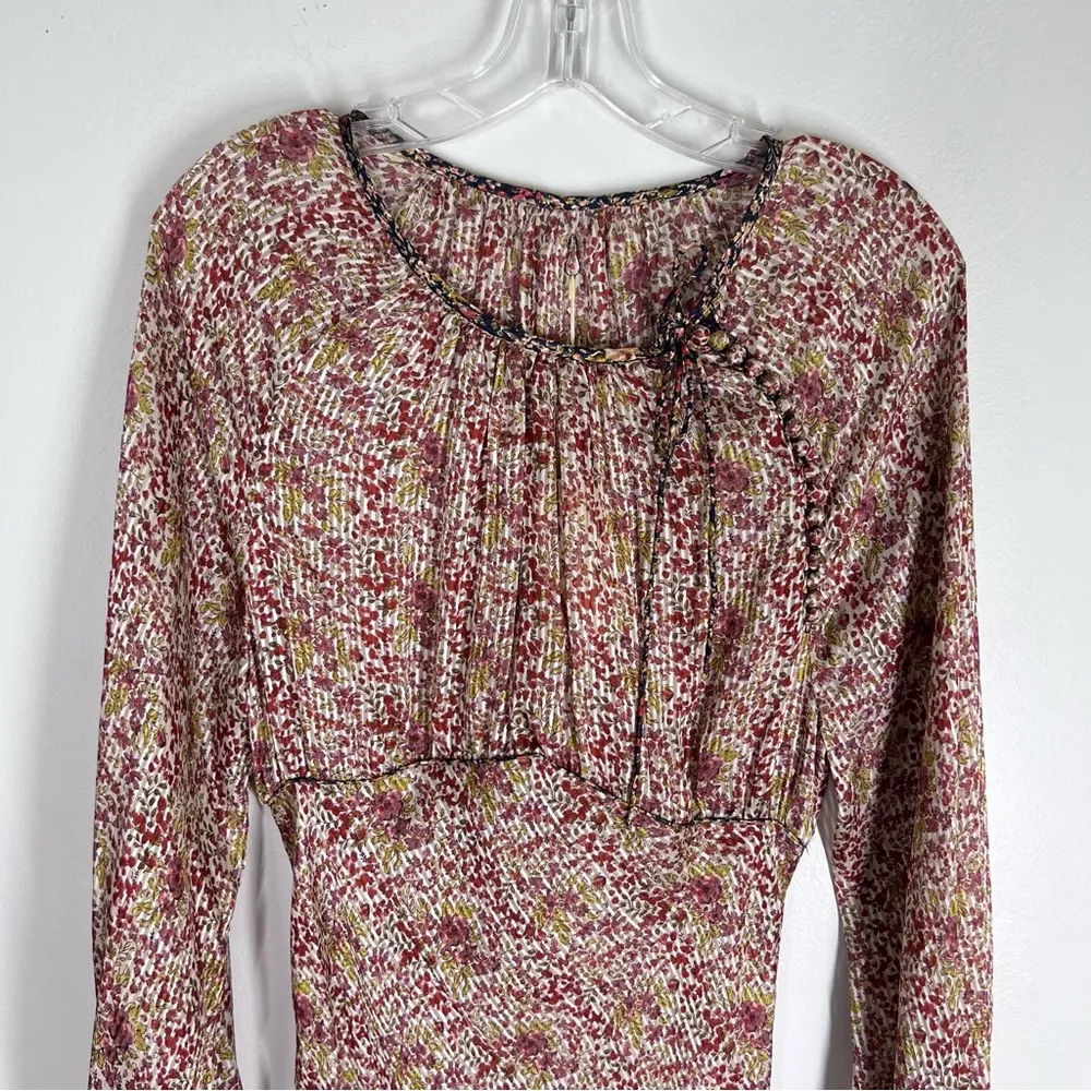 NEW Doen Sz S Bellflower Maxi Silk Dress in Clay Floral Pink - Image 6