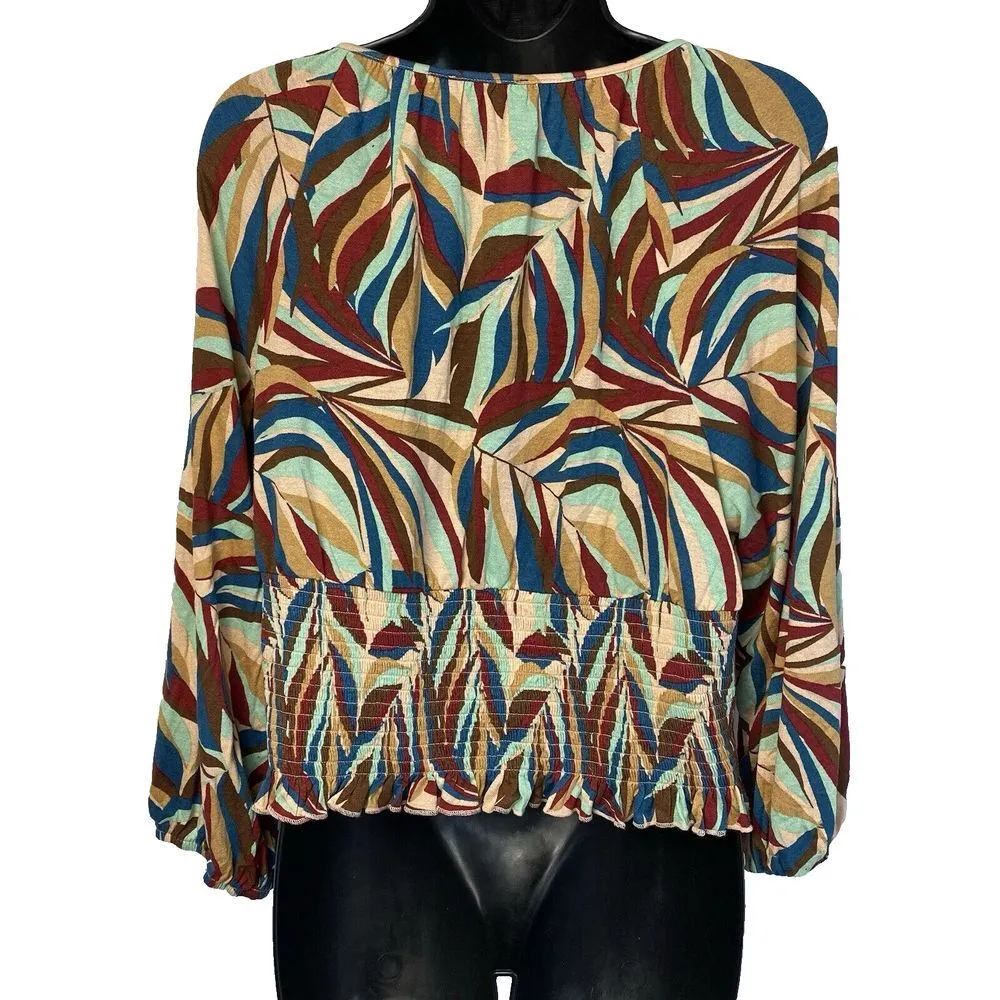 Lane Bryant Classic Wrap Crop Top Smocked Waist Stretchy Blouse Shirt Size 14/16 - Image 3