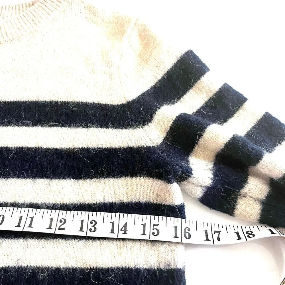 Zara wool alpaca blend stripe sweater rhinestone buttons M - Image 8