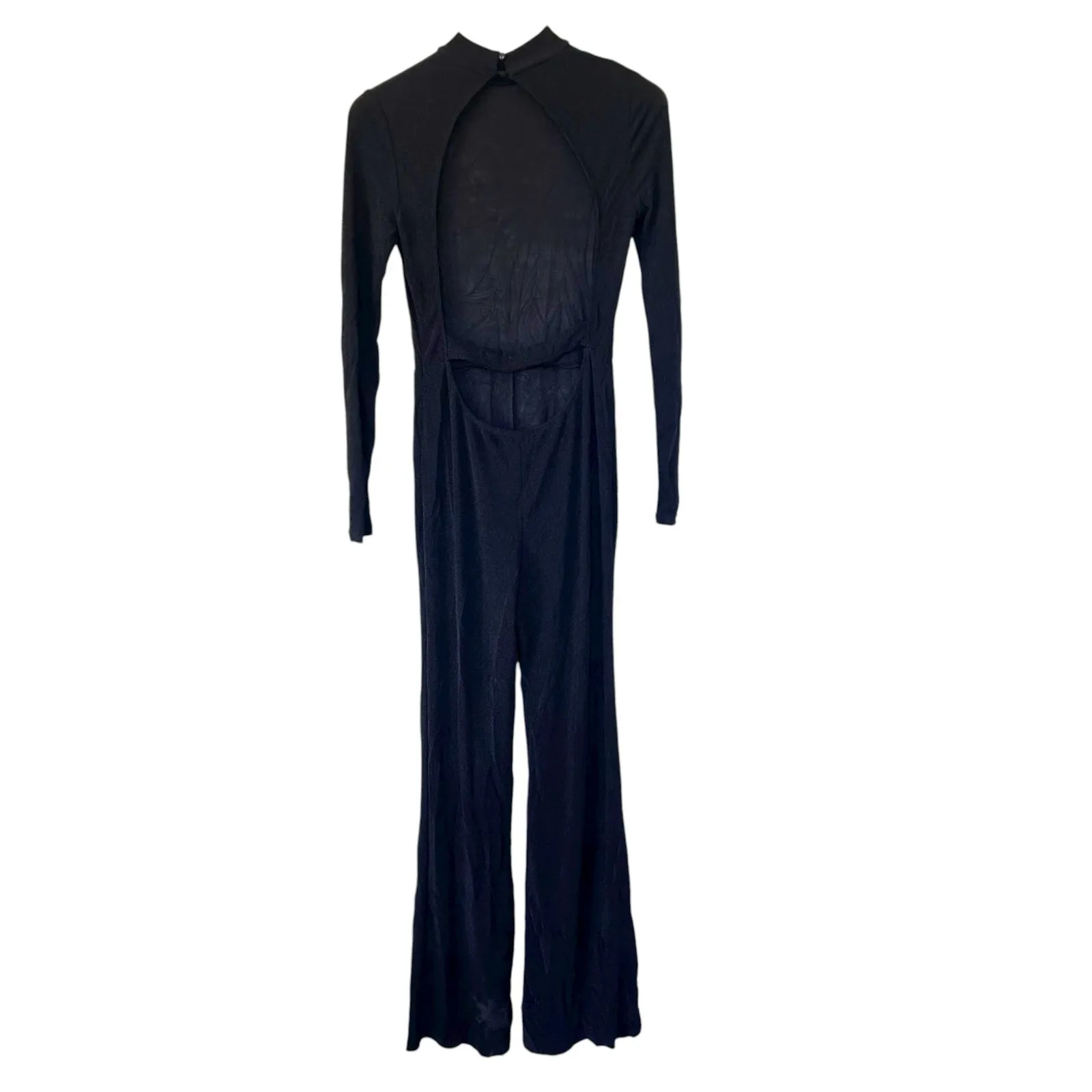 Superdown Black Sparkly Long Sleeve Flare Jumpsuit Sz M - Image 5