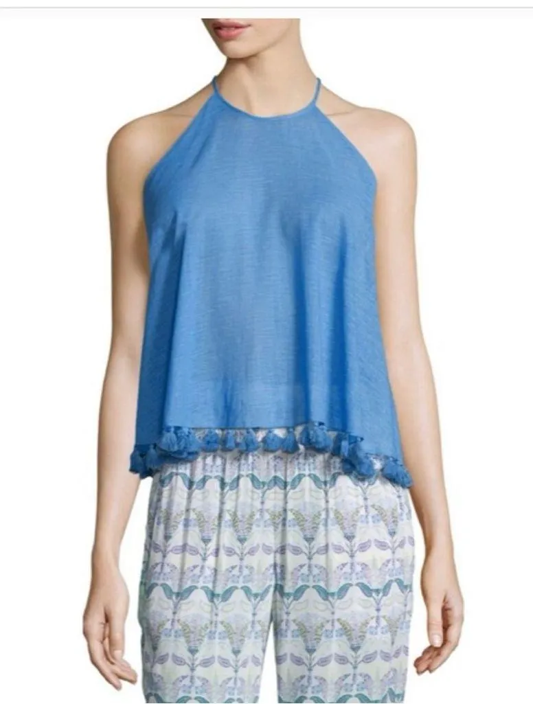 TORY BURCH LINDSAY TOP CORNFLOWER BLUE. Size 2. 100% Cotton - Image 4