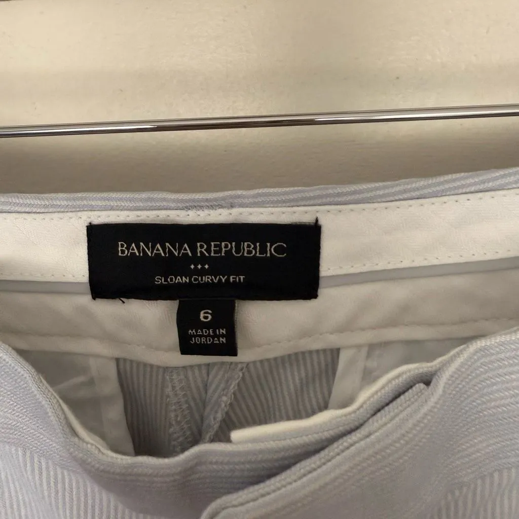 Banana Republic Women’s 6 White Blue Striped Sloan Curvy Fit Work Career Pants - Image 2