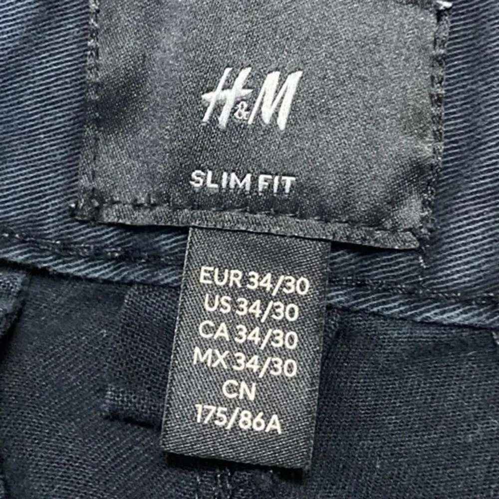 H&M Women's Black Slim Fit High Waisted Carrot Barrel Cargo Trousers Pants 34 - Image 4