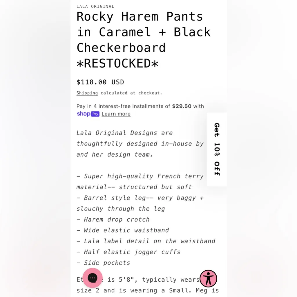 NWT Dressed in LALA Brown Checkered Track Pants - Image 12