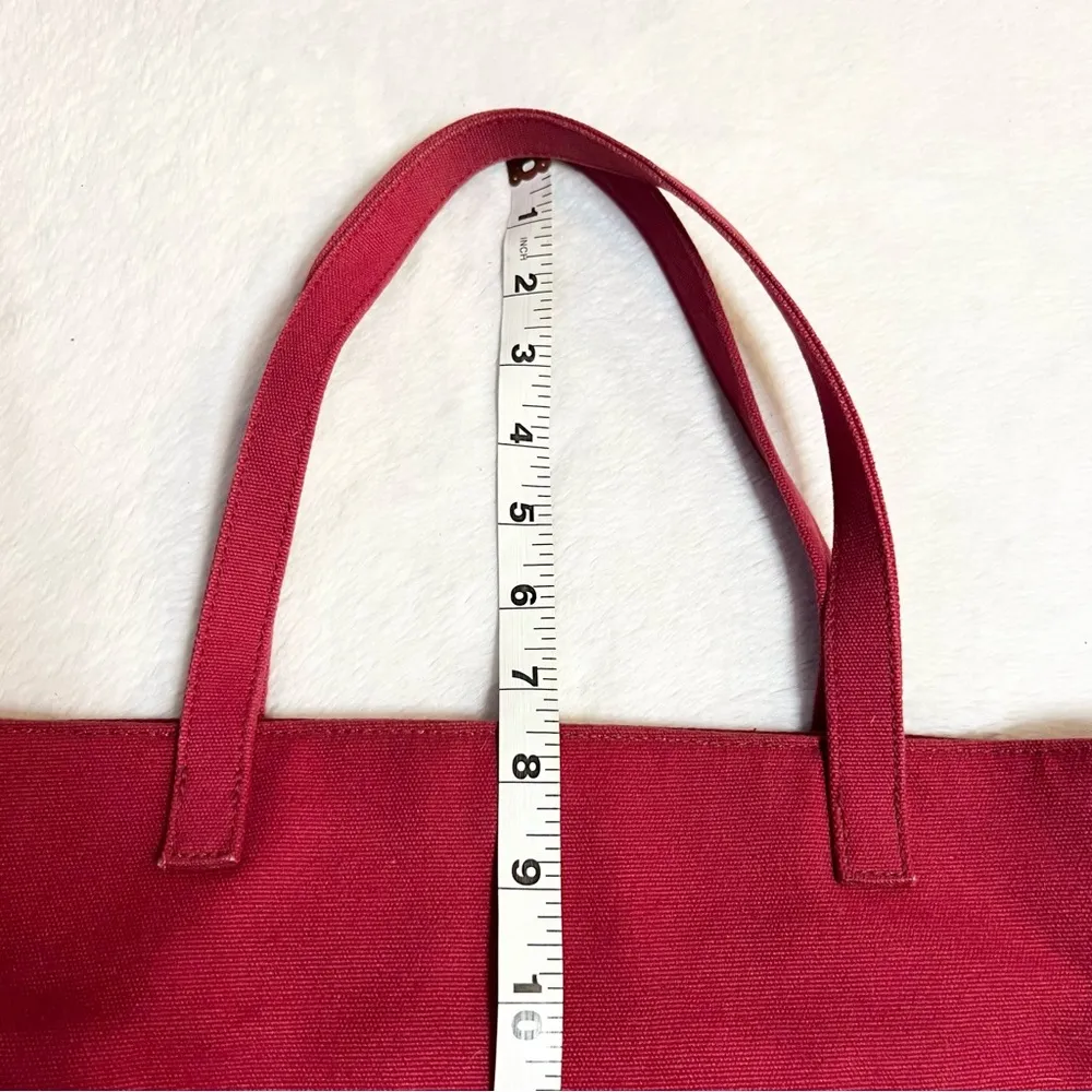 Eddie Bauer Red Canvas Tote Bag with Durable Rubber Bottom - Image 7