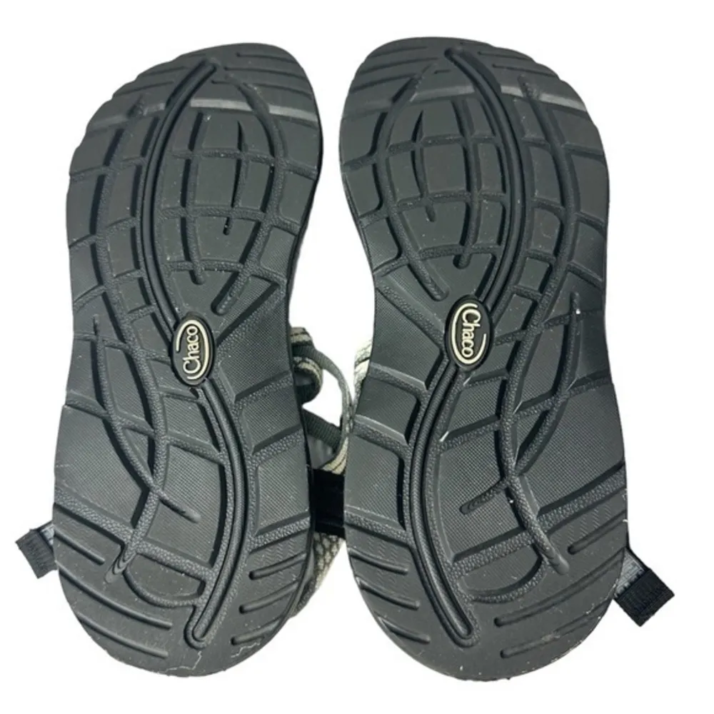 Chaco sandals double strap design. Yellow & gray honeycomb pattern. - Image 4