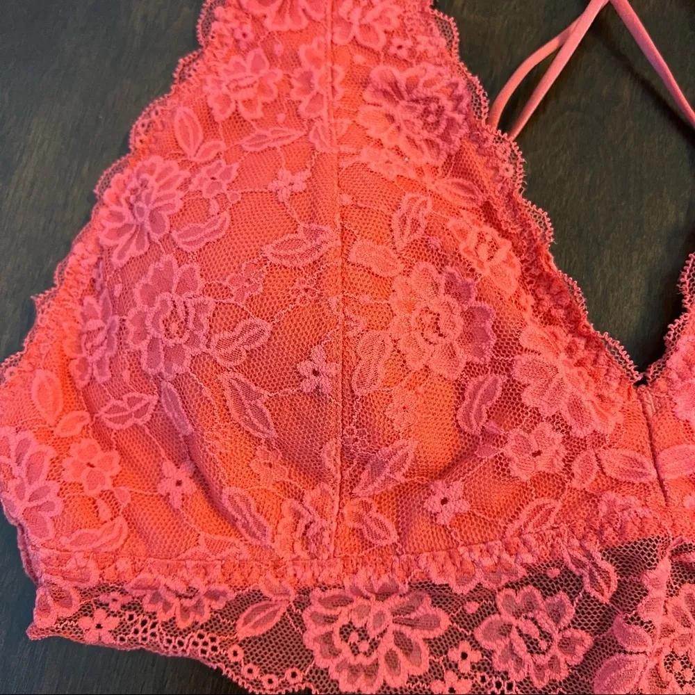 Gilly Hicks Pink Strappy Lace Bralette Padded Large - Image 8