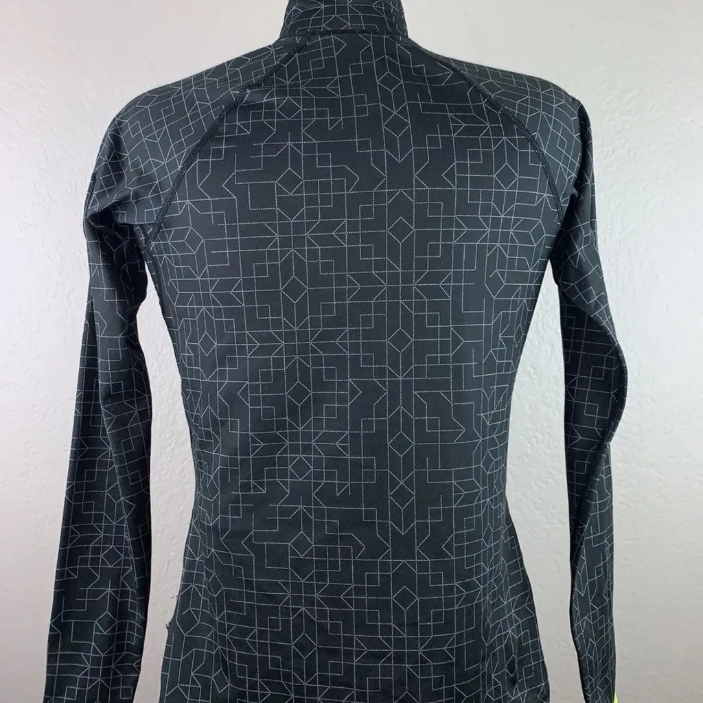 Women’s Nike Pro Dri-Fit Half Zip Black & Lime Green Geometric Pullover‎ XS - Image 3
