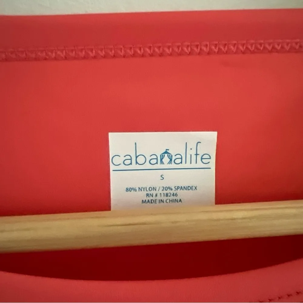 Cabana Life Bright Coral Pink Shift Dress Eyelet Scallop Edge 3/4 Sleeve Small - Image 5