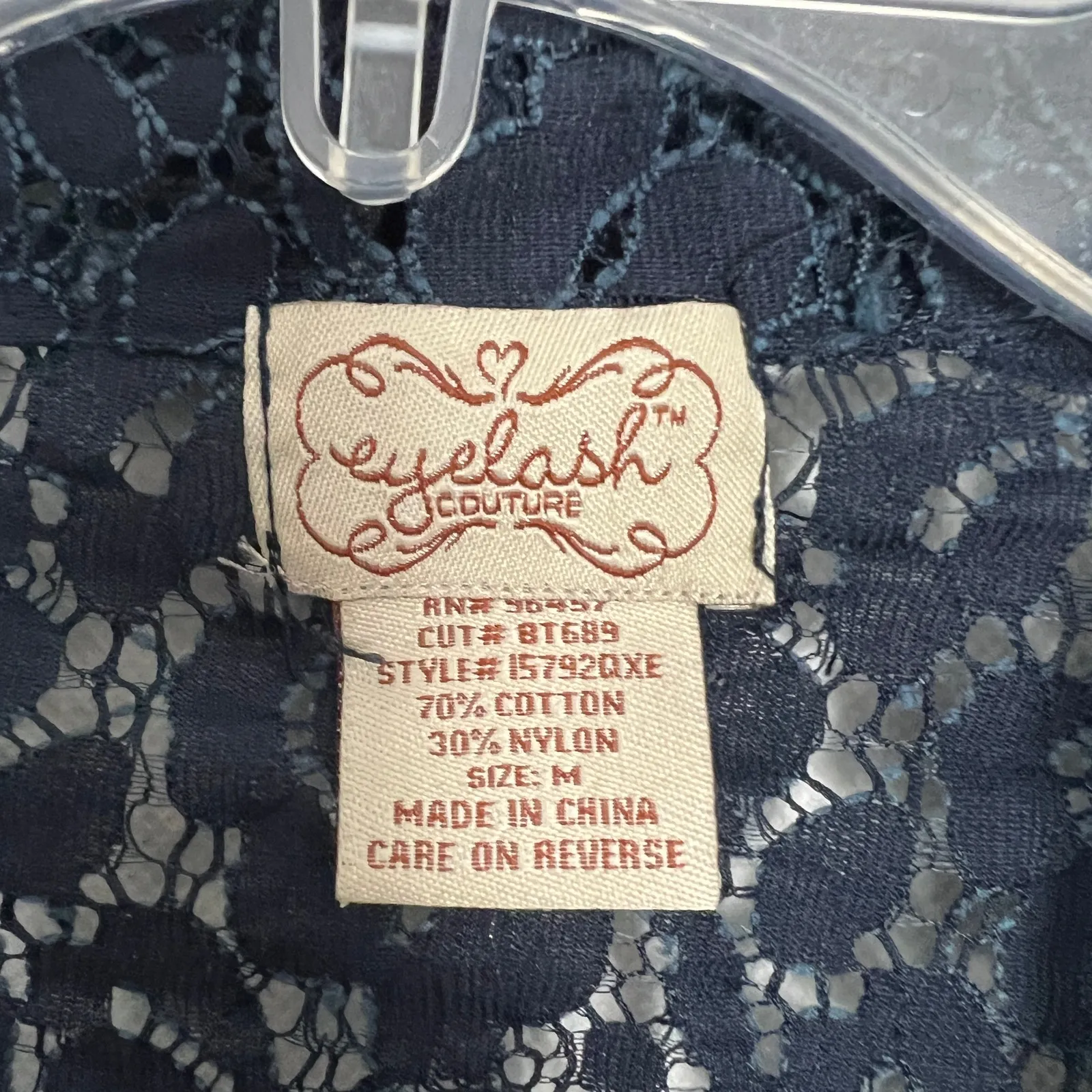 Eyelash Couture Lace Button Front Long Sleeve Blue Blazer Size XS/S - Image 2