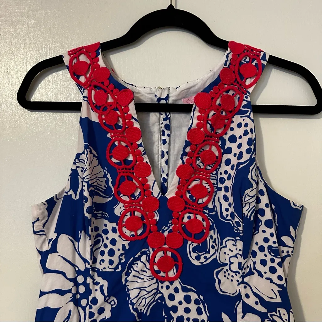 Lilly Pulitzer Augusta Shift Dress Quahog Chowdah Womens 10 Sleeveless Blue - Image 3