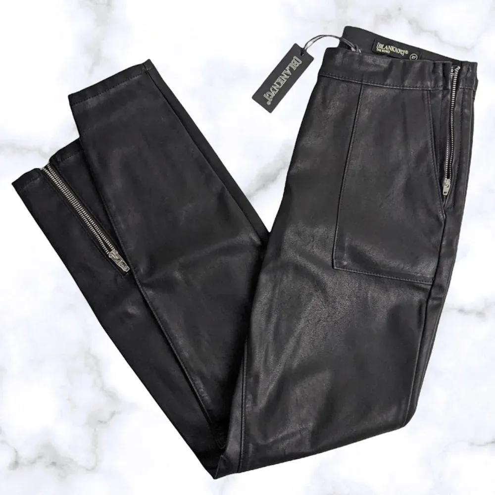 Blank NYC Vegan Leather Pants Ankle Moto Zipper Faux Black NWT 30 - Image 7