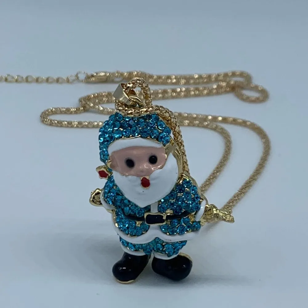 NEW blue Christmas Santa Claus pendant necklace - Image 6