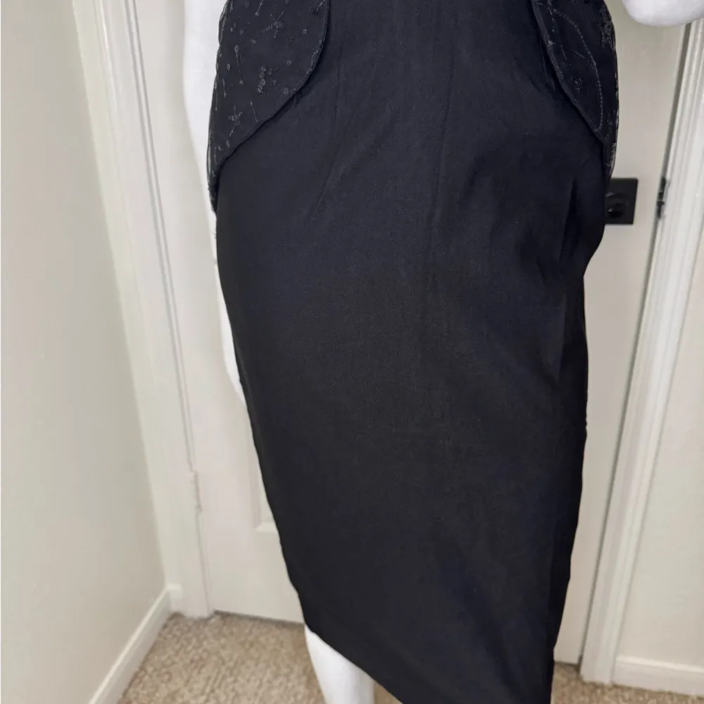 HollywoodLand Elegant Black Dress with Lace Accents Size XS. - Image 6
