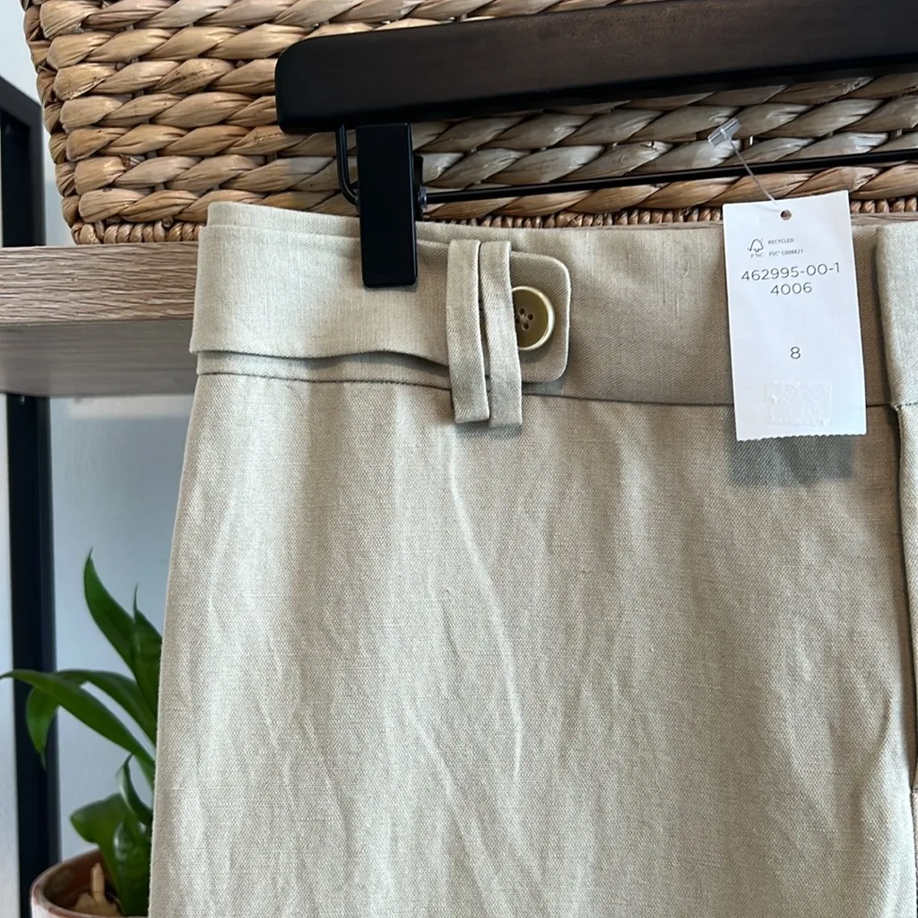 NWT Banana Republic Linen Cotton Jackson Fit Mid-Rise Tan Career Dress Pant, 8 - Image 5