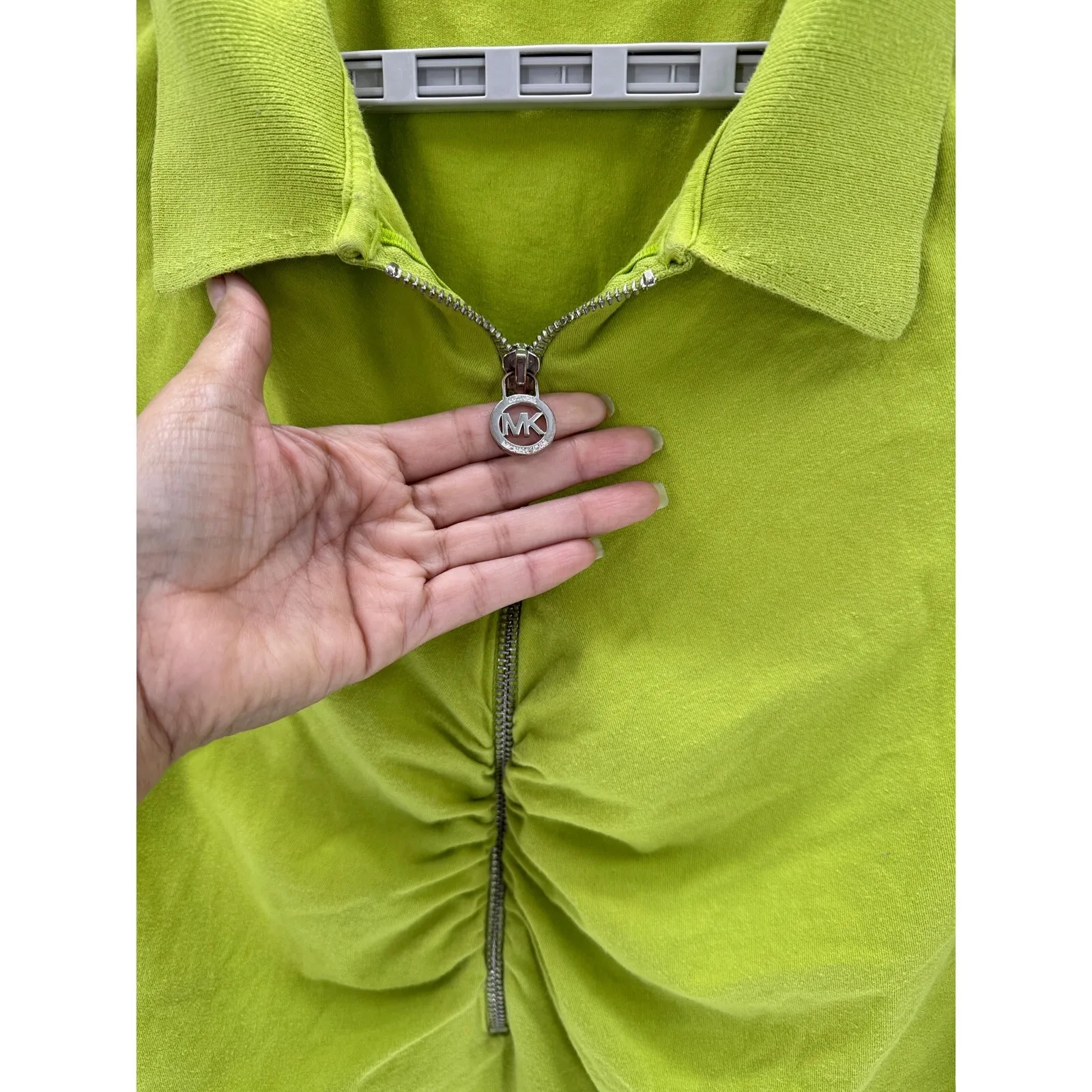 Michael Kors MK Ruched Half Zip Polo T - Image 4