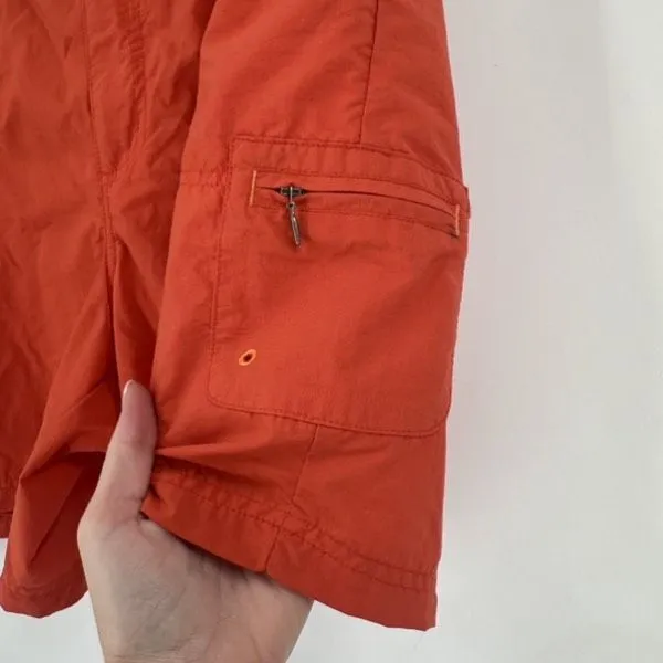 Vintage Columbia Women’s Utility Nylon Cargo Shorts Size L‎ Attached Belt Orange - Image 2
