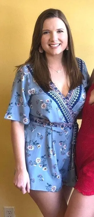 Francesca's  Eileen Border Blue Romper - Image 3