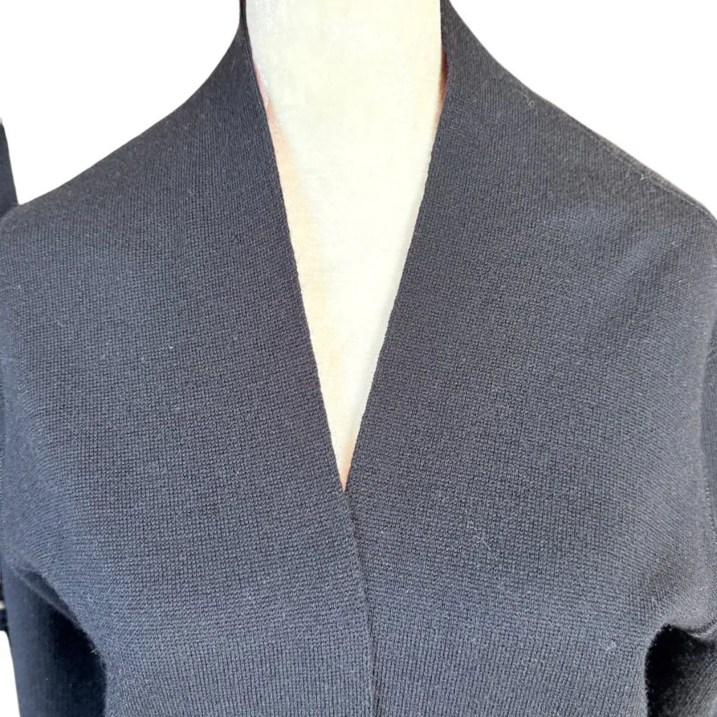 Talbots Petites black wool open cardigan sweater with red interior size PS - Image 6