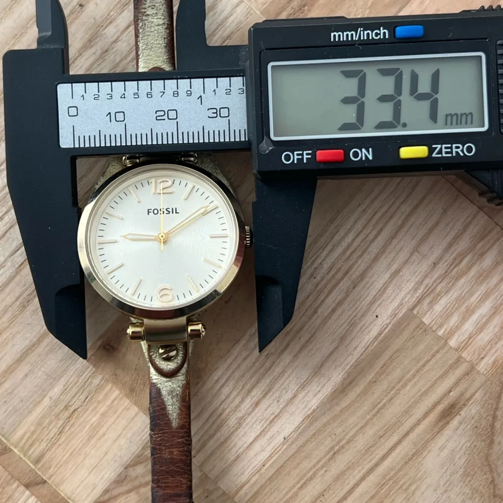 Fossil Georgia Ladies Watch Genuine Leather Strap Gold Dial Case New Battery - Image 10