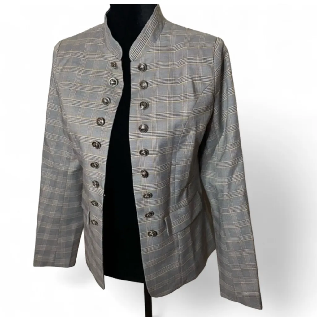 Blazer Open Glen Check Grey Plaid Marching Band Style Size Small - Image 2