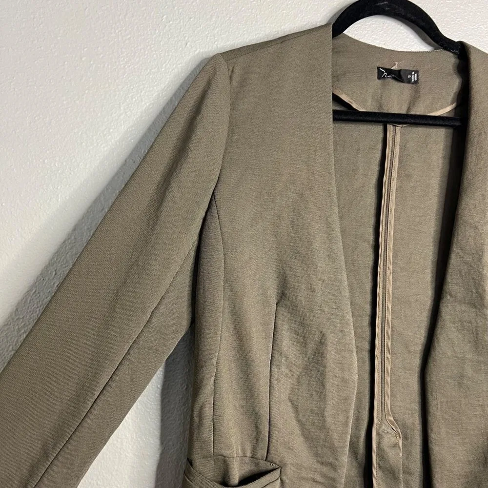 Noir Open Front Blazer Jacket w/ Pockets‎ Olive Green Small - Image 5
