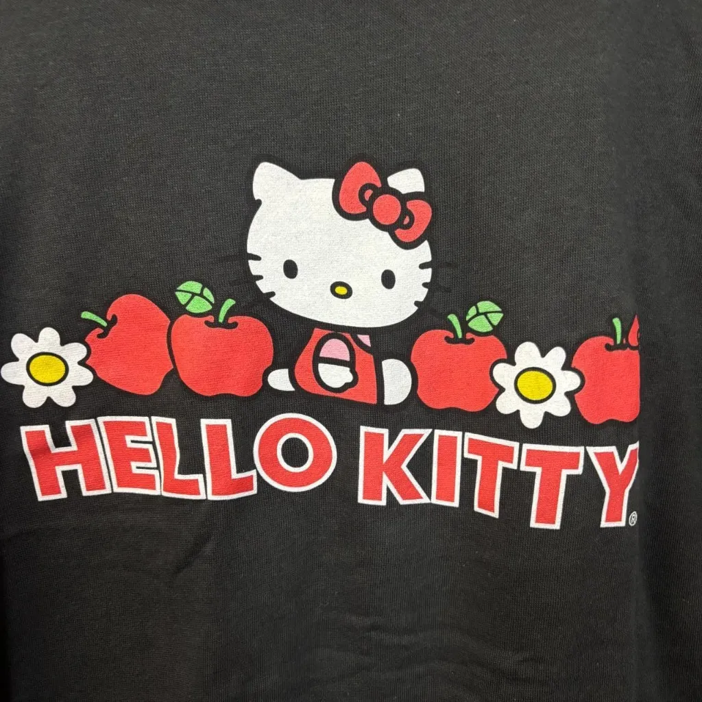 Hello Kitty Red Apples & Daisies Sanrio Kawaii Crewneck L - Image 2