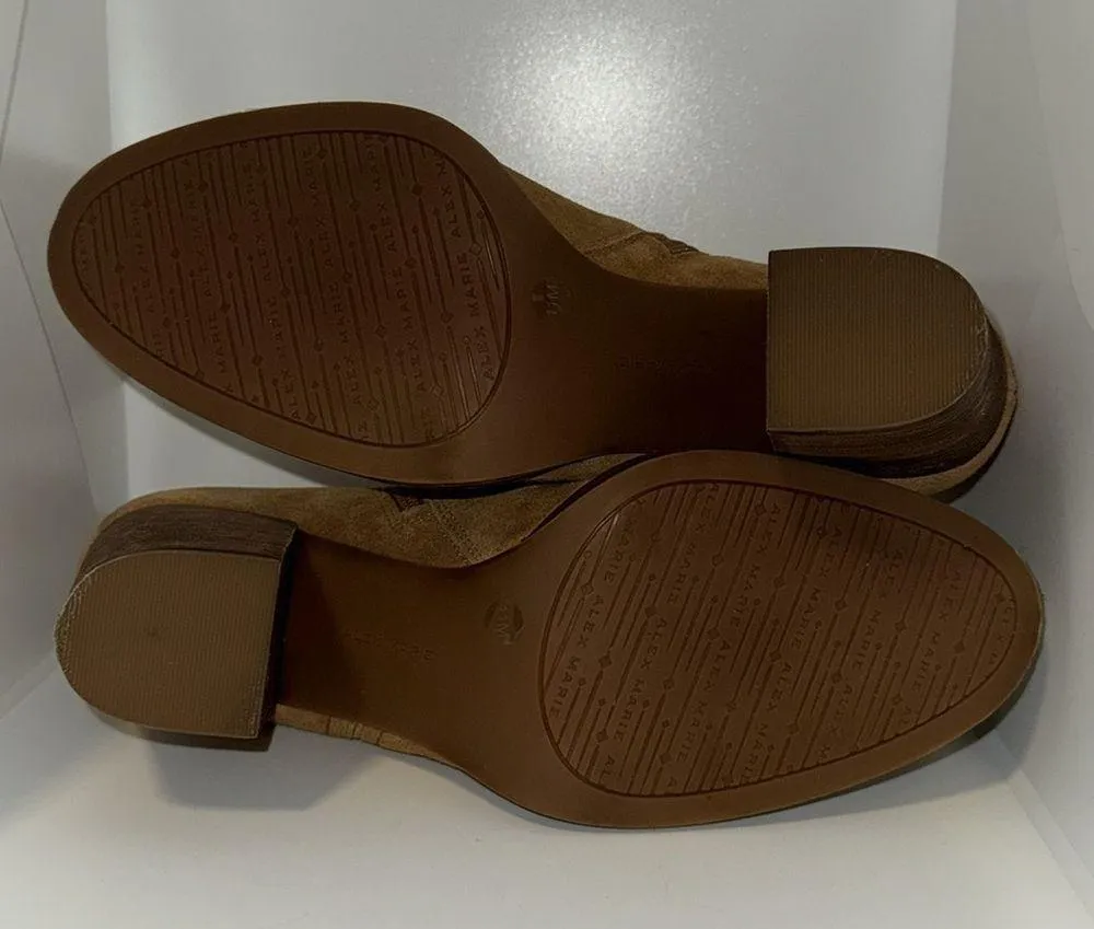 Alex Marie Gleneva Suede Leather Bootie Chelsea Block Heel Tan Camel Women’s 11 - Image 9