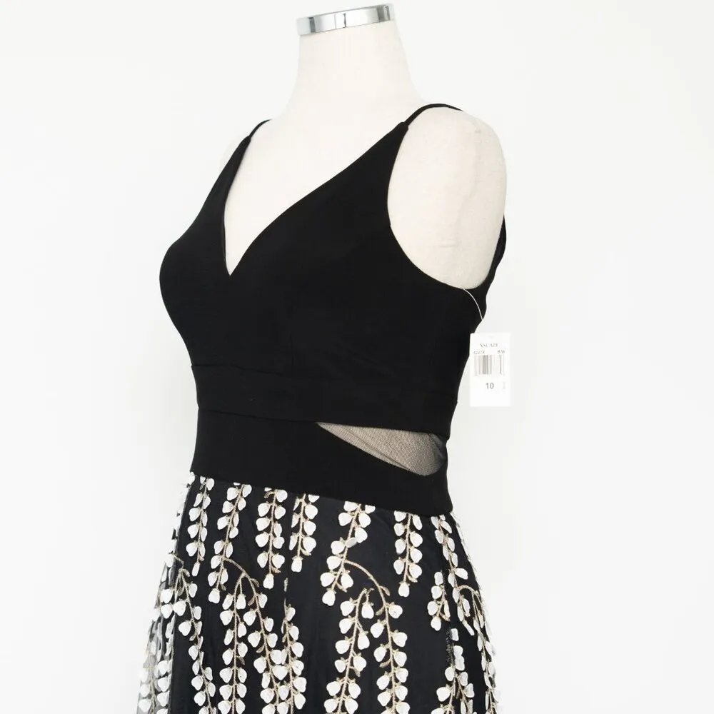 Xscape Mesh Inset Floral Embroidered Gown - Image 11