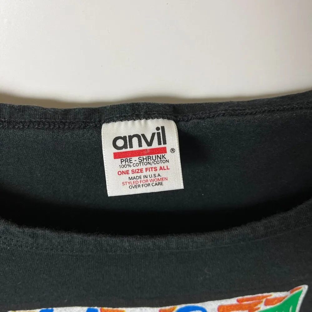 Vintage 90s Vintage Hawaii Tank Top One Size Fits All Black Os Tropical Art USA - Image 10