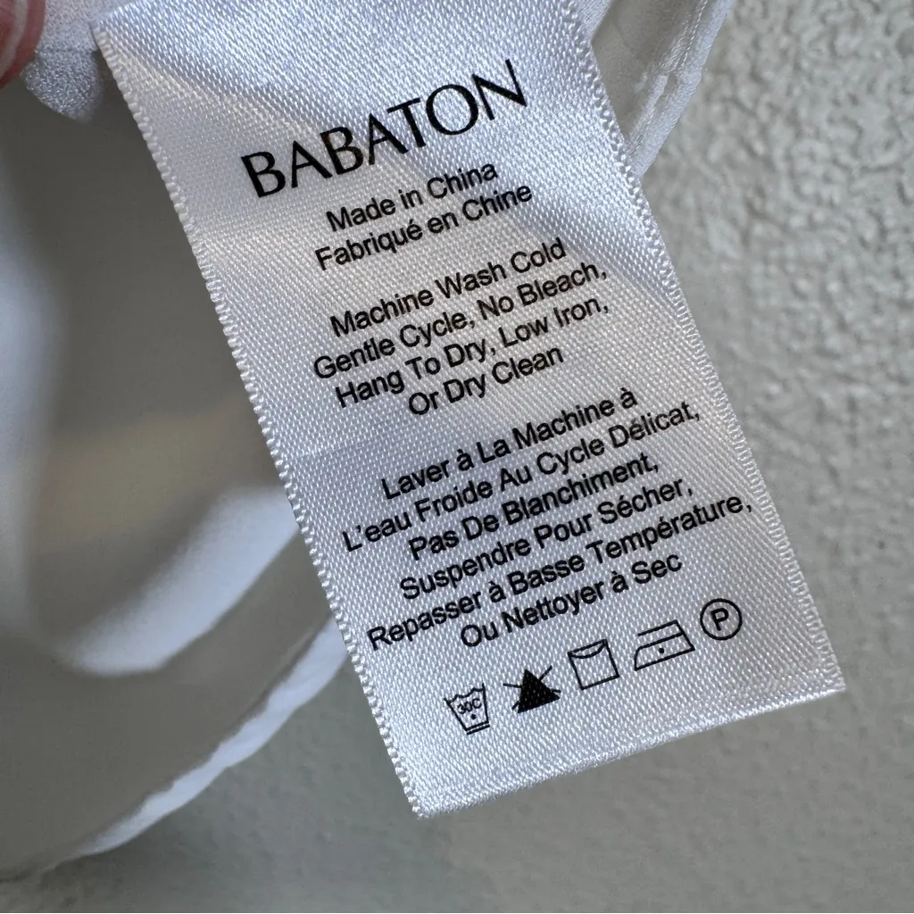 Babaton Aritzia White Short Sleeve Cropped Blouse Womens S Preppy V Neck Staple - Image 6