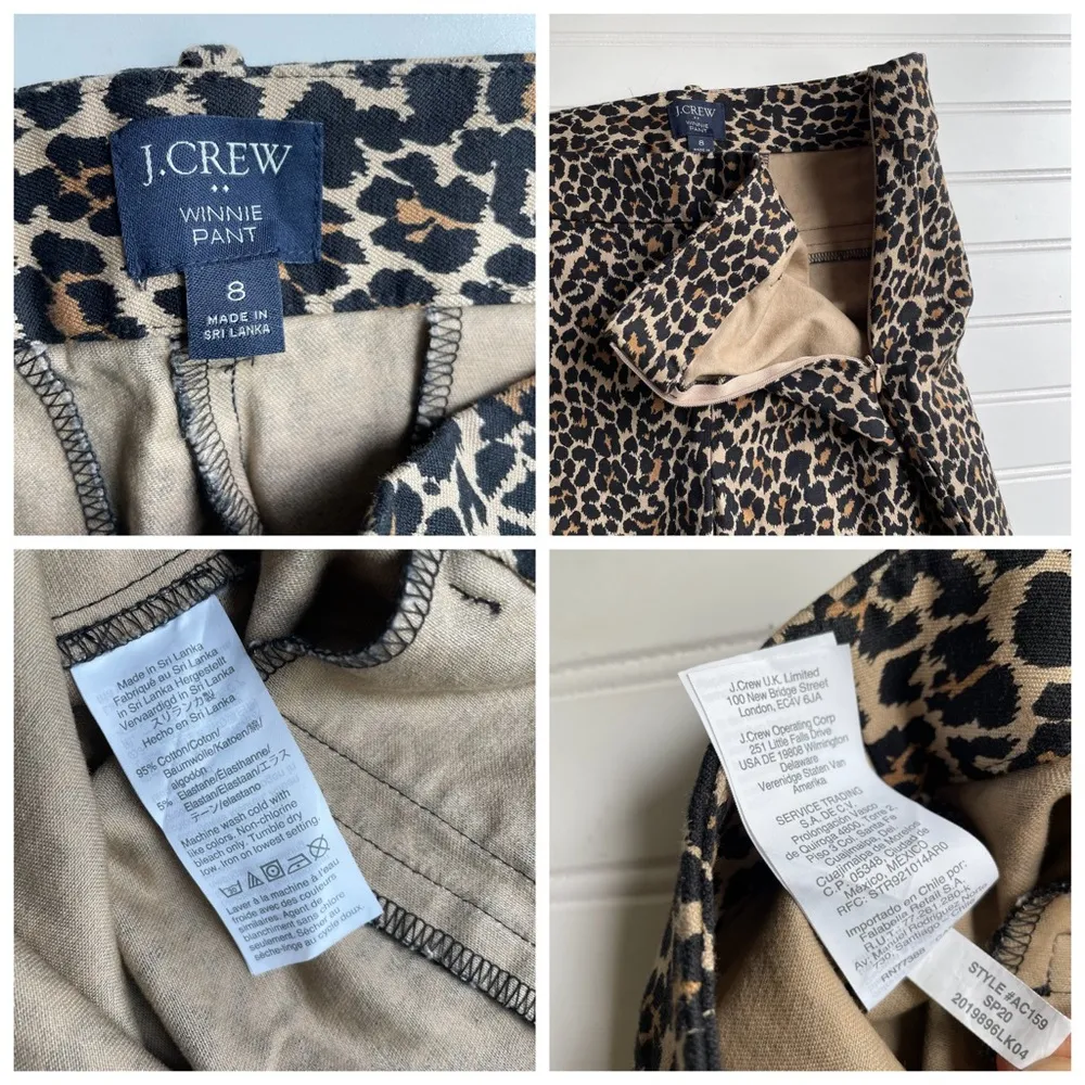 J. Crew Winnie Pant Cropped Ankle Brown Black Leopard Size 8 Animal Print NWOT - Image 4