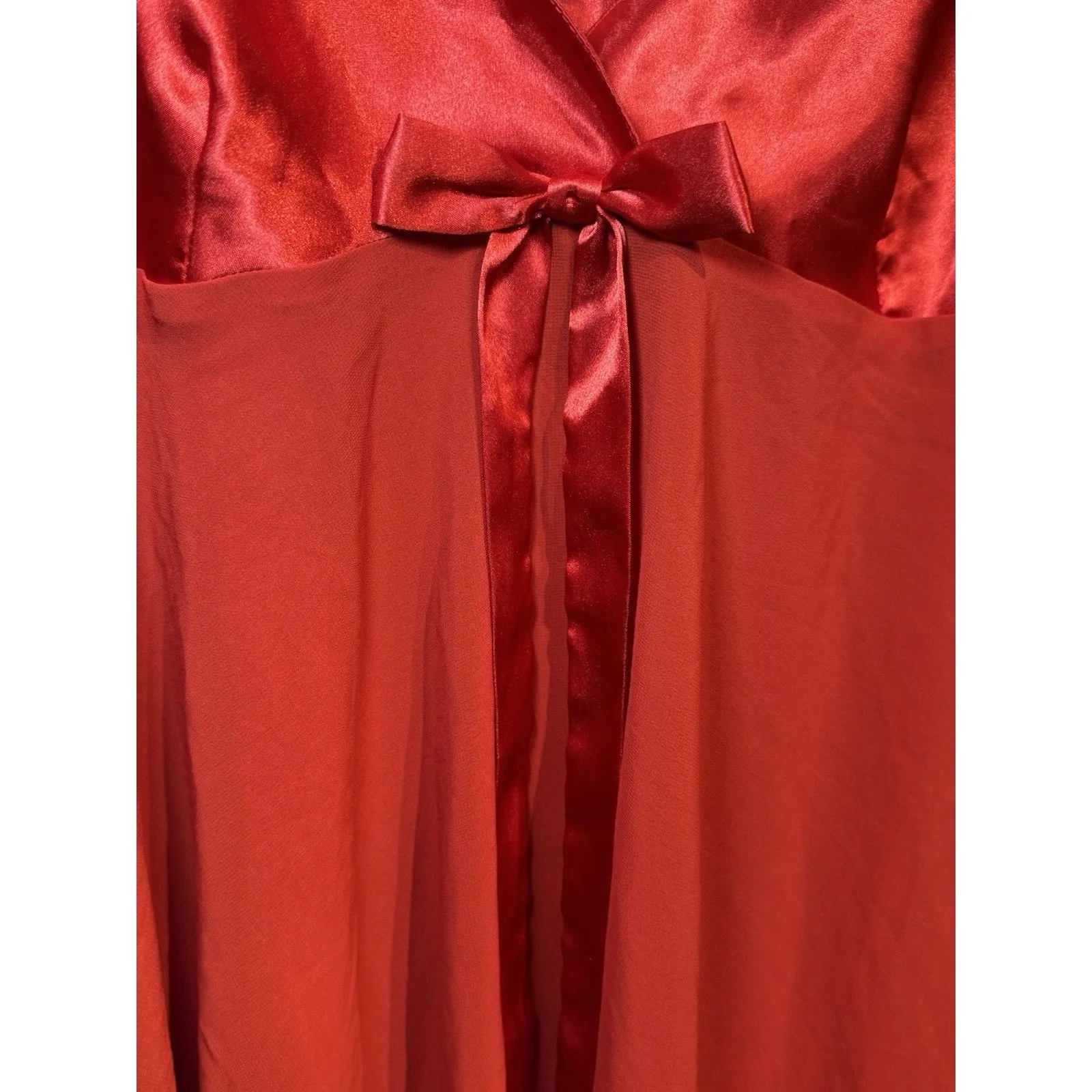 Victoria's Secret Medium Red Satin Sheer Babydoll Nightie - Image 4