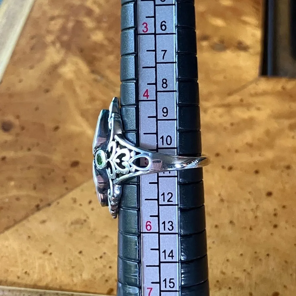 Natural Canary Opal Chrome Diopside Sterling Silver Ring Size 5 - Image 8