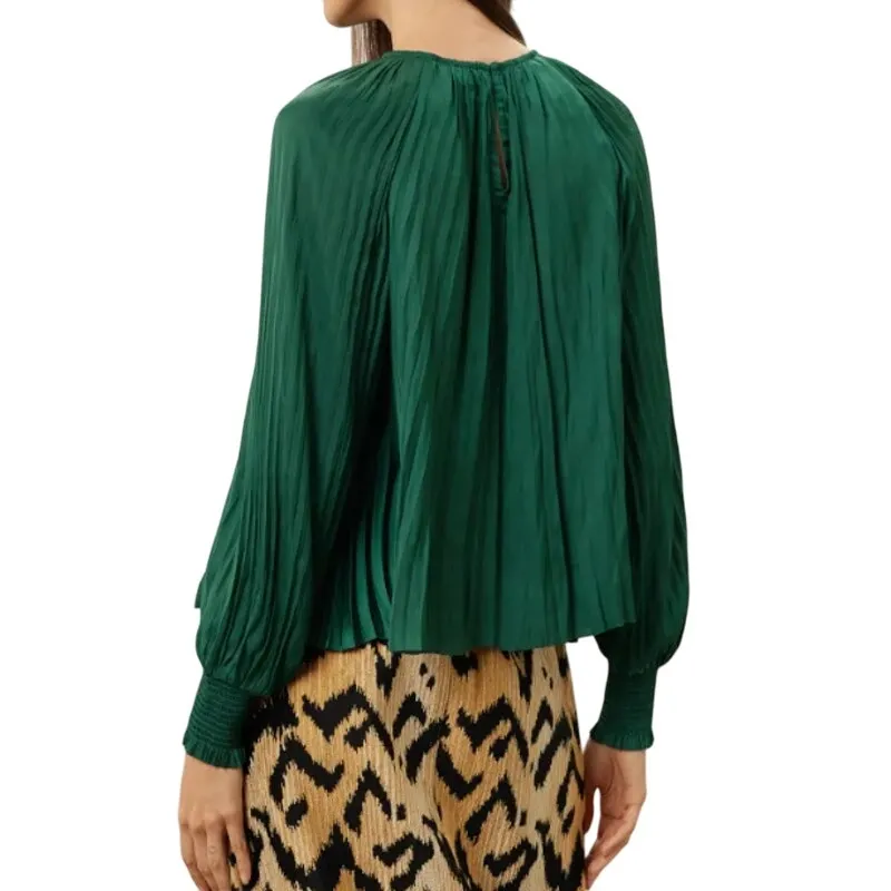 Ulla Johnson Aidy Long Sleeve Blouse in Green, Size US 12 - Image 3
