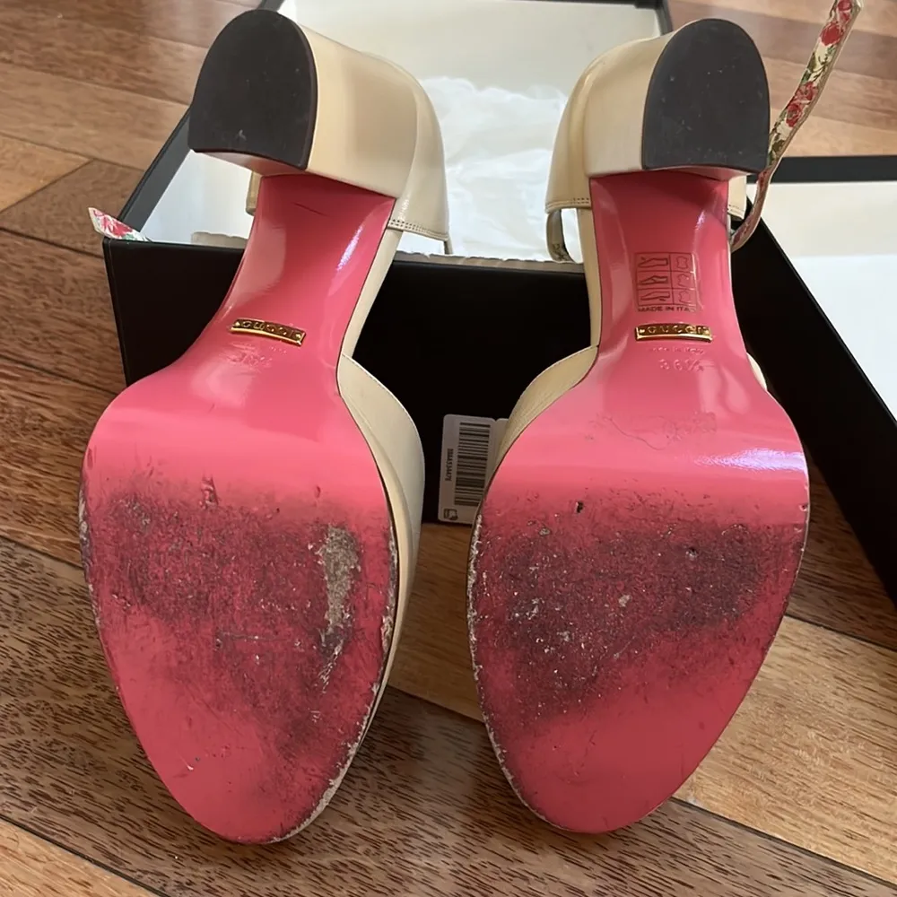 Gucci  | Platform Heels Off White Leather 36.5 - Image 9