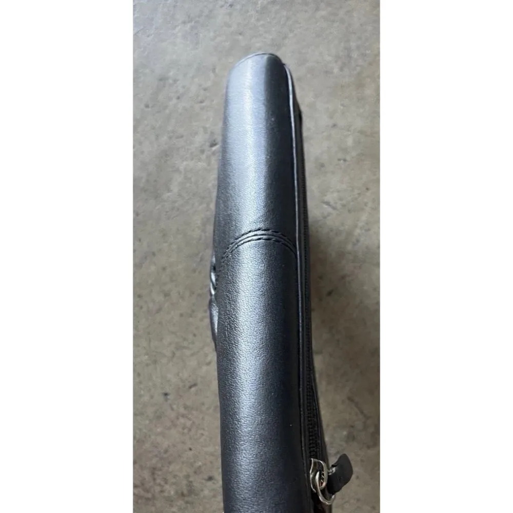 Coach Designer Black Gray Multi Pocket Flap Over Wallet Coin Zipper Pocket SZ 8” - Image 13