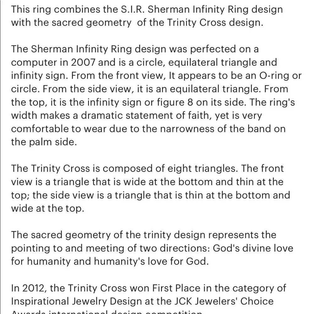 Sterling Silver Sherman Infinity Cross Ring Collectors piece Holy Trinity - Image 12