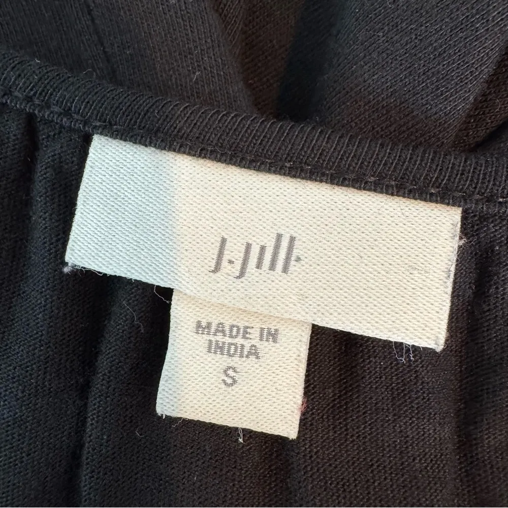 J. Jill Embroidered Cotton Blend Boho Knit Peasant Sheath Dress Black Size S - Image 12